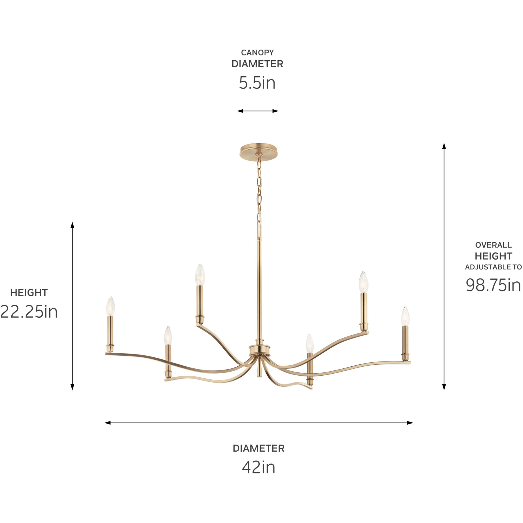 Malene 6 Light Champagne Bronze Chandelier Ceiling Light, 1 Tier Medium