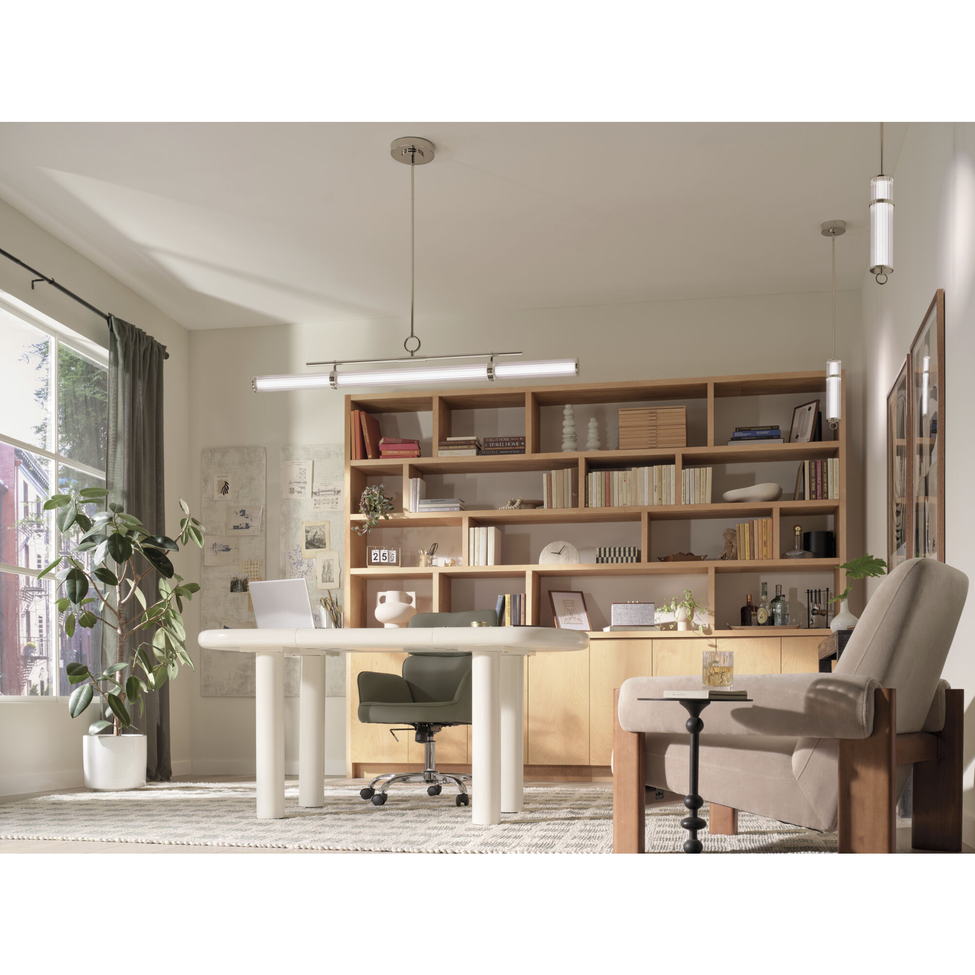 Riven LED 8 inch Polished Nickel Chandelier Linear Ceiling Light