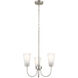 Erma 3 Light Brushed Nickel Chandelier Ceiling Light, Small, 1 Tier