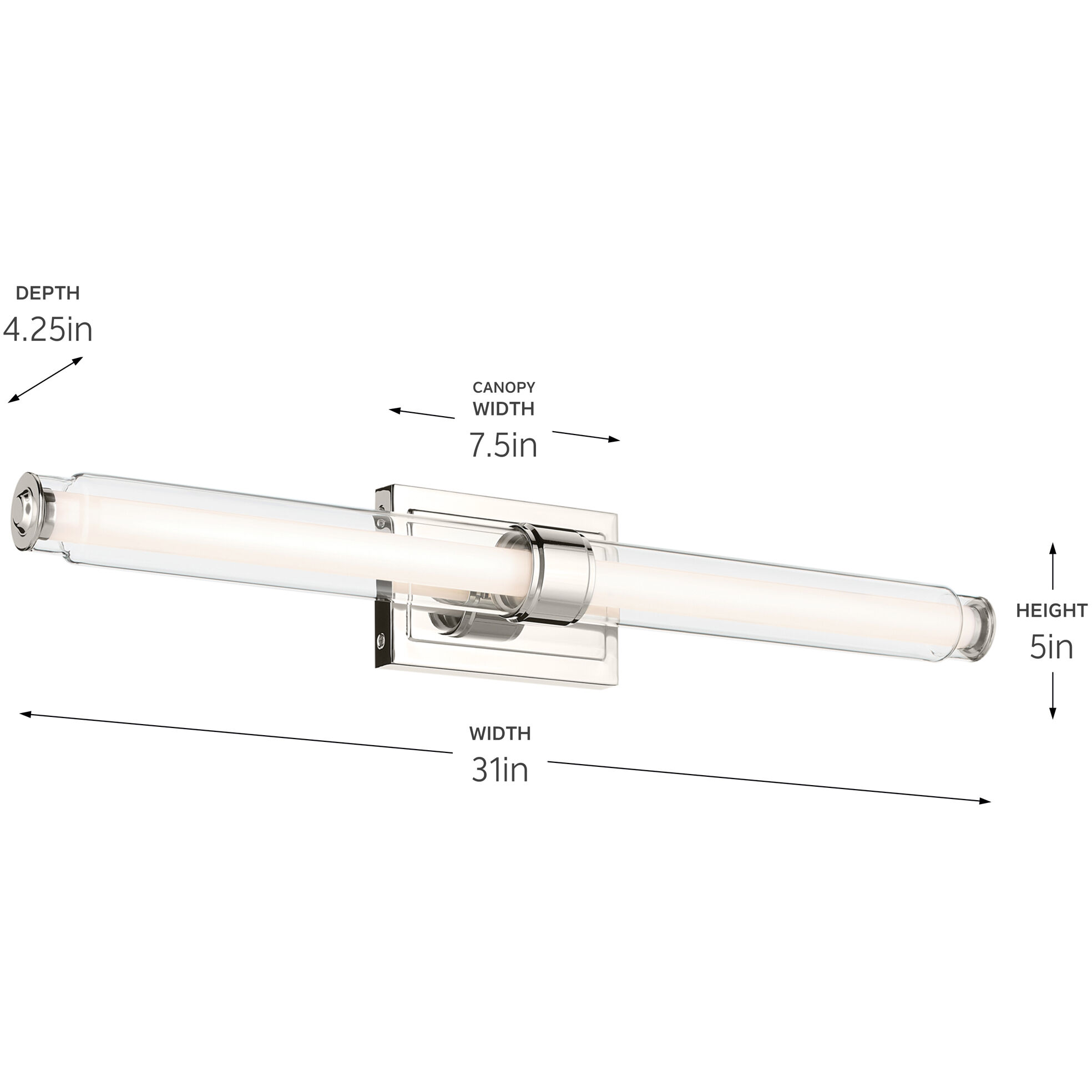 Laurene LED 31 inch Polished Nickel Linear Bath Bar Wall Light, Large