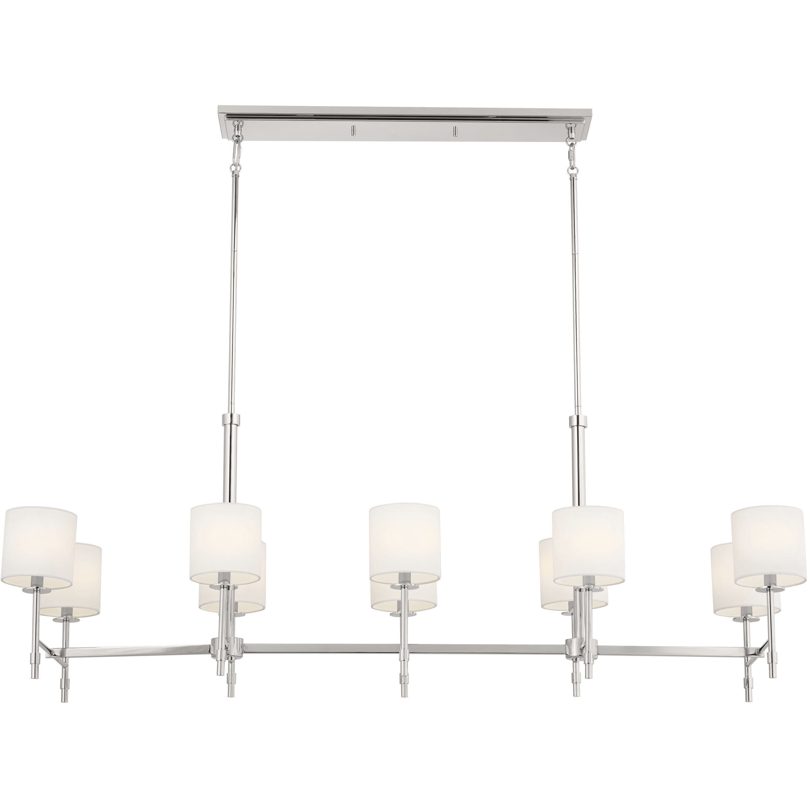 Ali 10 Light 17 inch Polished Nickel Chandelier Linear Ceiling Light