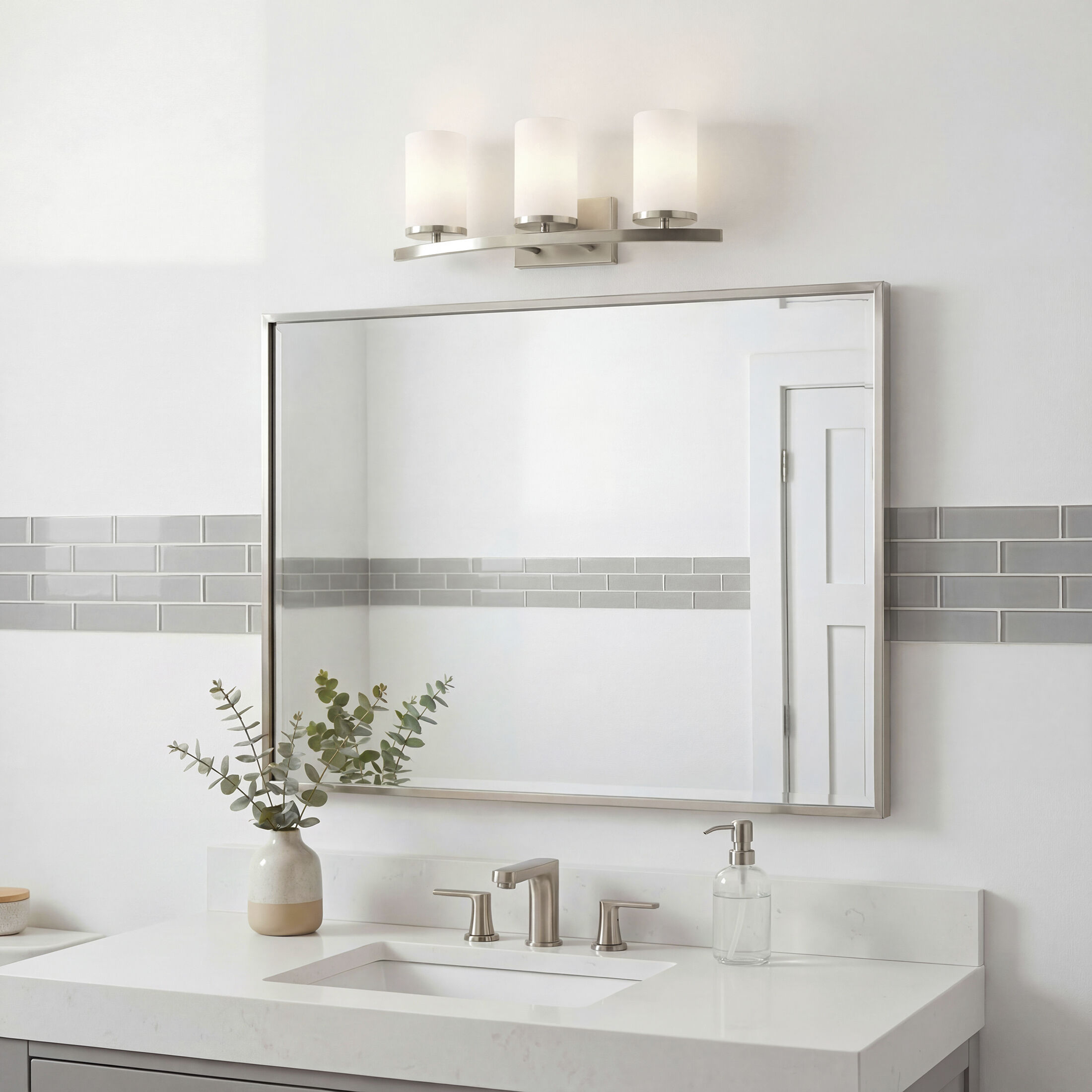 Crosby 3 Light 23 inch Brushed Nickel Wall Mt Bath 3 Arm Wall Light