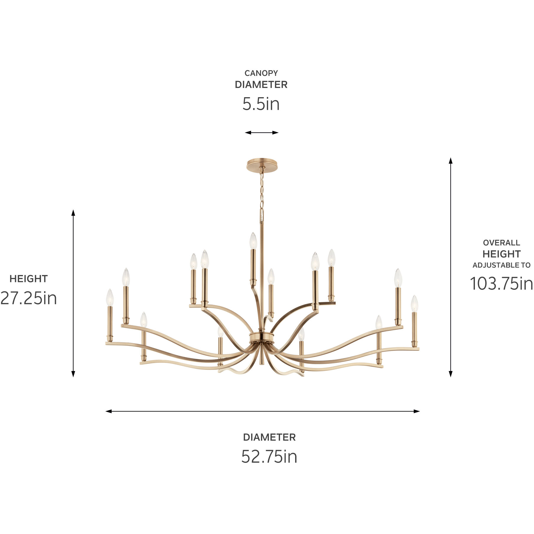 Malene 14 Light Champagne Bronze Chandelier Ceiling Light, 2 Tier Large