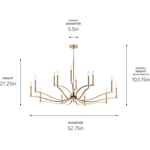 Malene 14 Light Champagne Bronze Chandelier Ceiling Light, 2 Tier Large