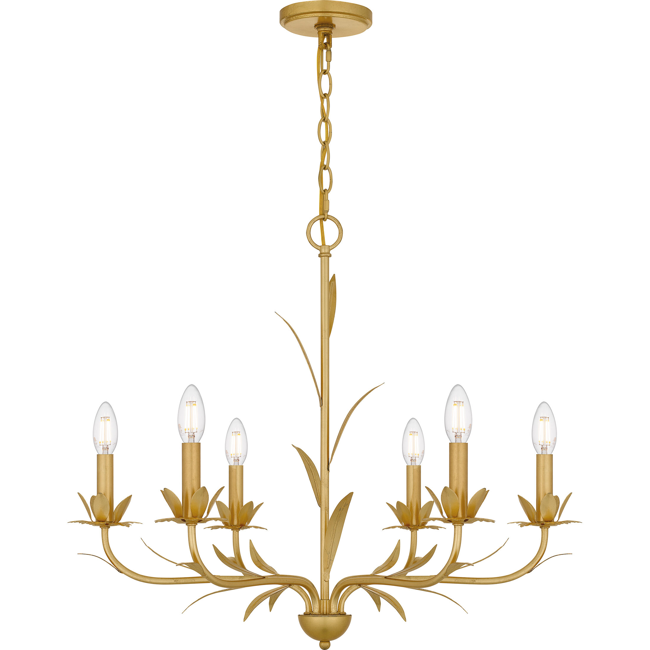 Maria 6 Light 27.5 inch Gold Leaf Chandelier Ceiling Light