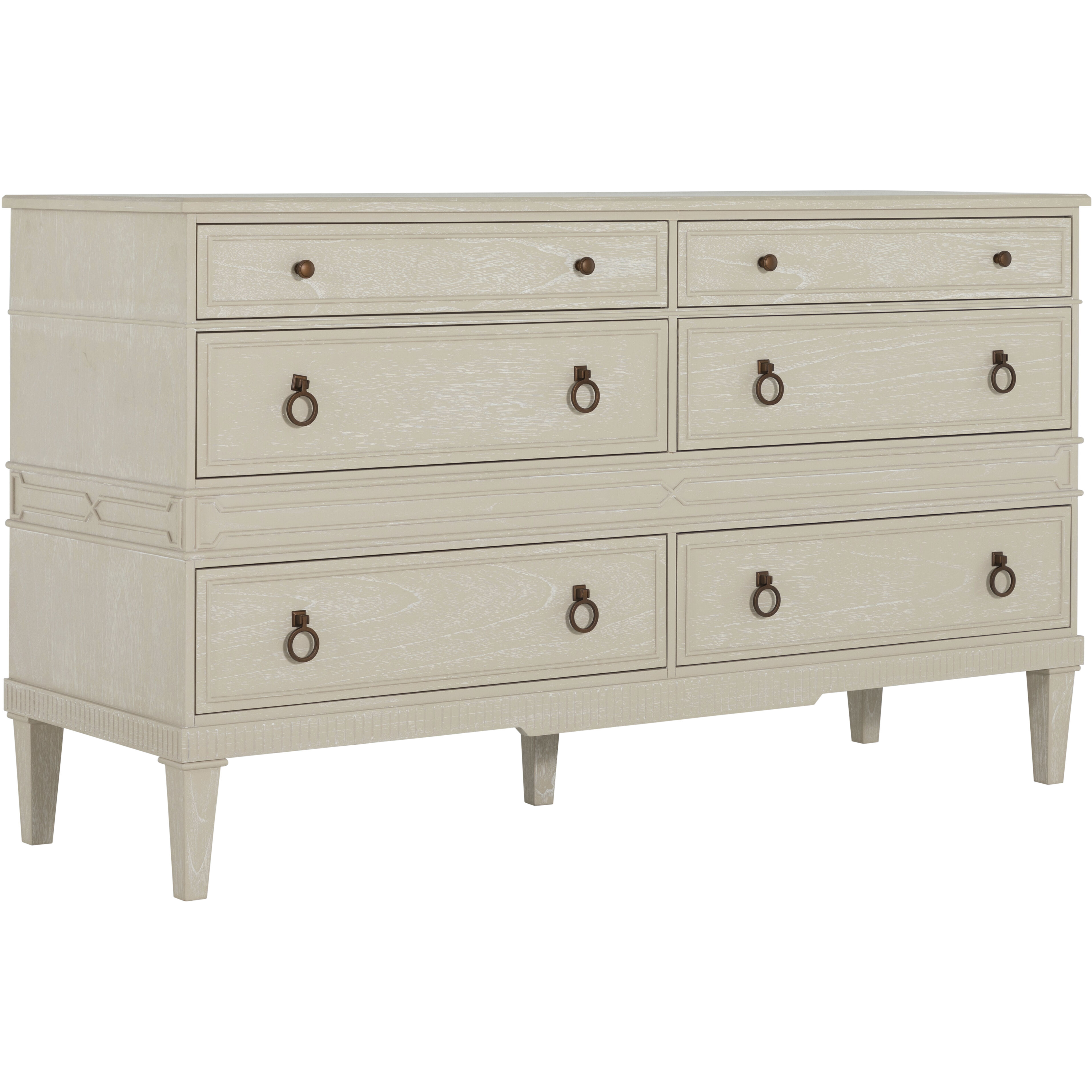 Archie Cerused White / Antique Bronze Dresser