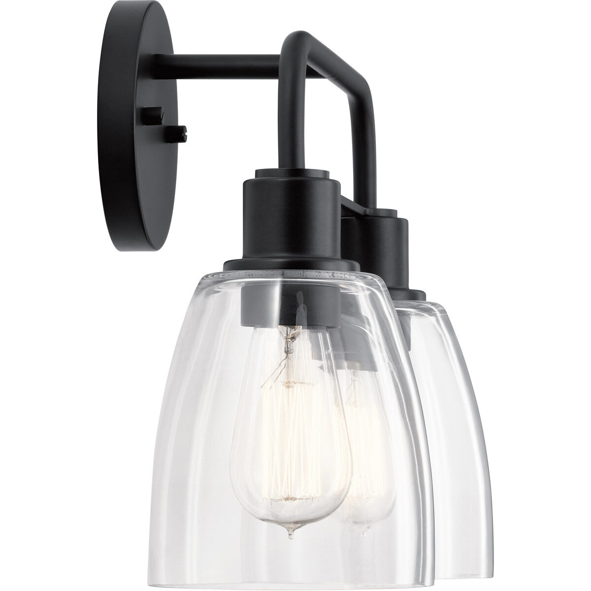 Meller 2 Light 15 inch Black Wall Mount Bath Light Wall Light, 2 Arm