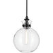 Laria 1 Light Black Pendant Ceiling Light in Clear