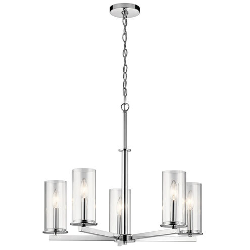 Crosby 5 Light 26 inch Chrome Chandelier 1 Tier Medium Ceiling Light, 1 Tier Medium