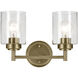 Winslow 2 Light 13 inch Natural Brass Bath Bracket Wall Light, 2 Arm