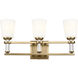 Rosalind 3 Light 23.75 inch Brushed Natural Brass Bath Vanity Light Wall Light