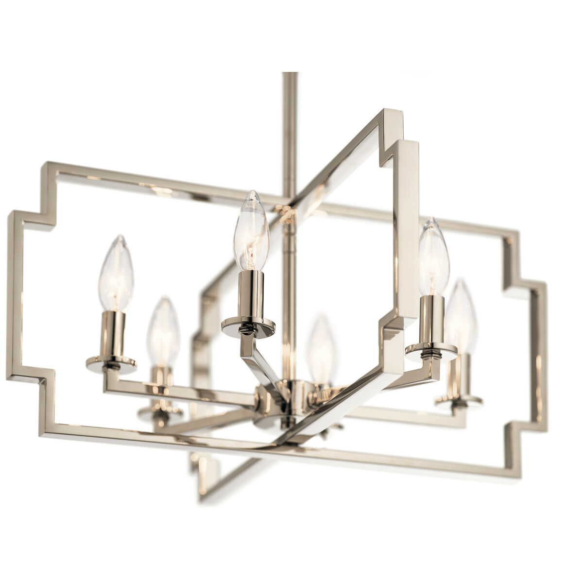 Downtown Deco 6 Light 22 inch Polished Nickel Chandelier/Semi Flush Ceiling Light