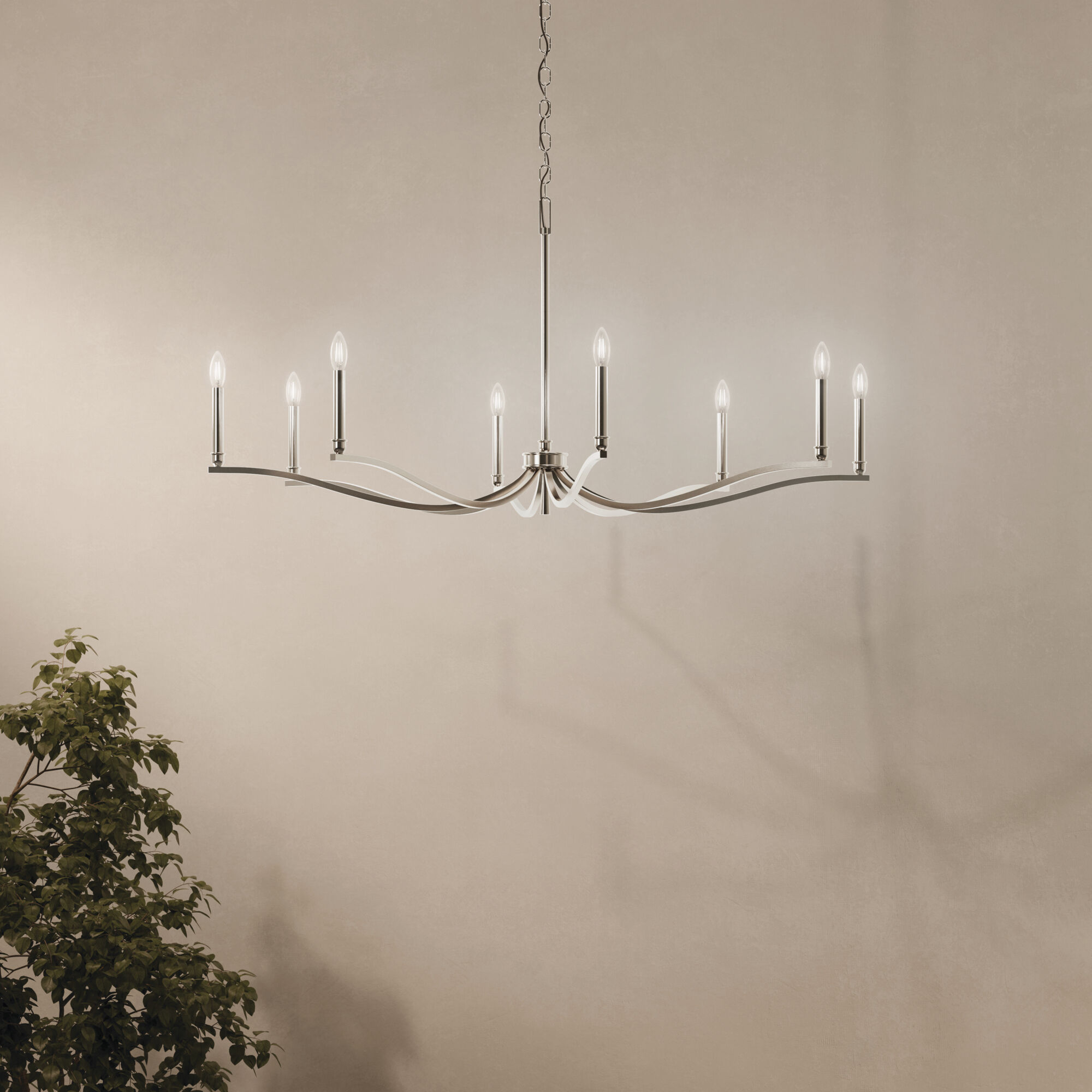 Malene 8 Light Polished Nickel Chandelier Ceiling Light, 1 Tier Large