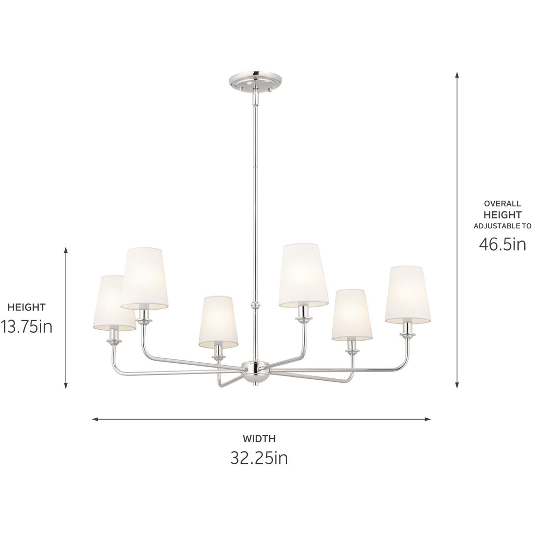 Pallas 6 Light 32.25 inch Polished Nickel Chandelier Ceiling Light