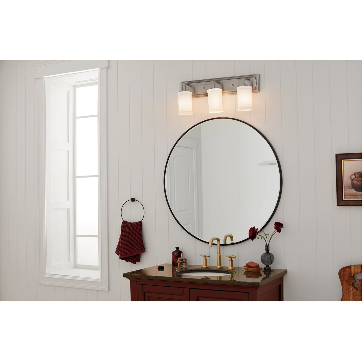 Homestead Vetivene 3 Light 24 inch Classic Pewter Vanity Light Wall Light, Vetivene