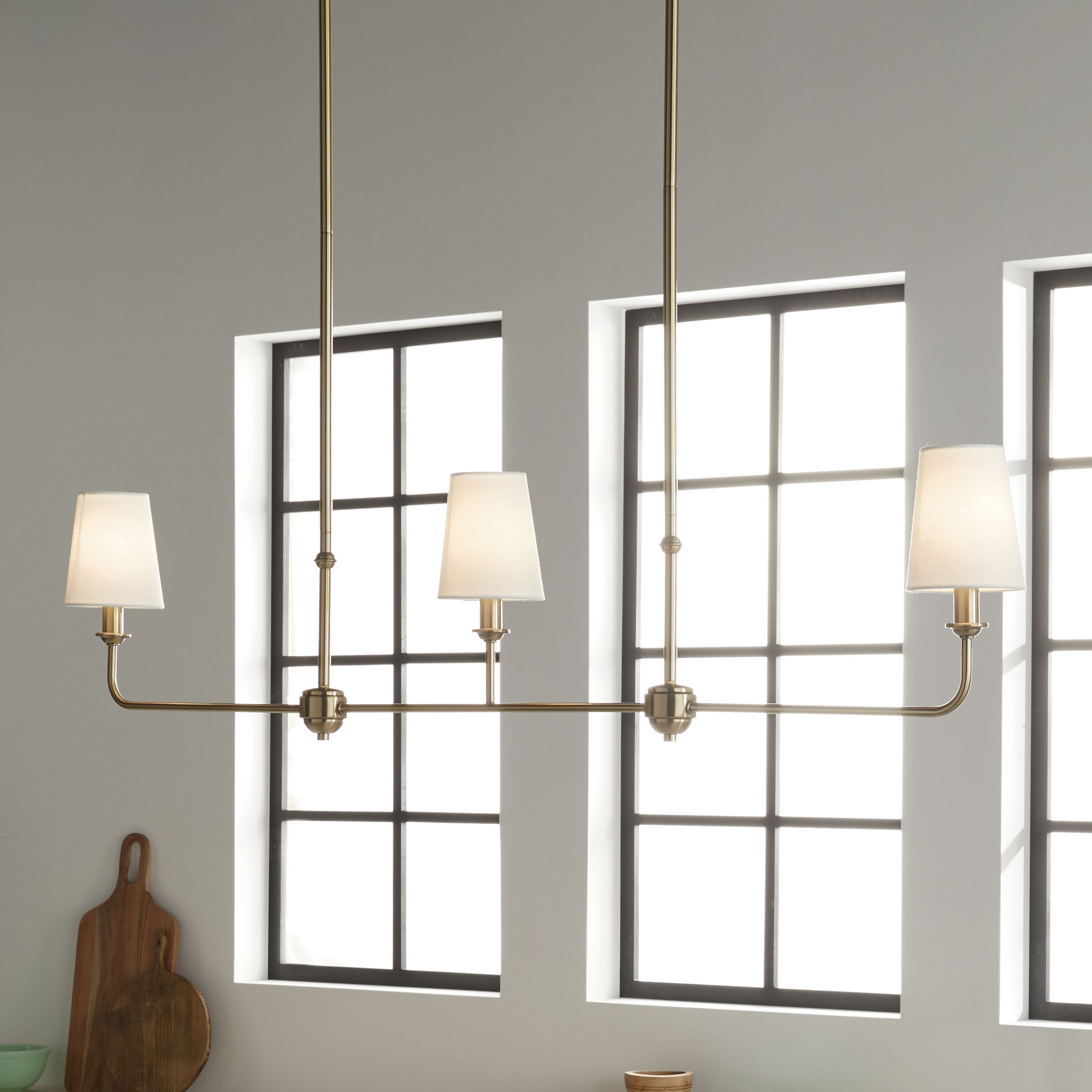 Pallas 3 Light 4.5 inch Brushed Natural Brass Chandelier Linear Ceiling Light