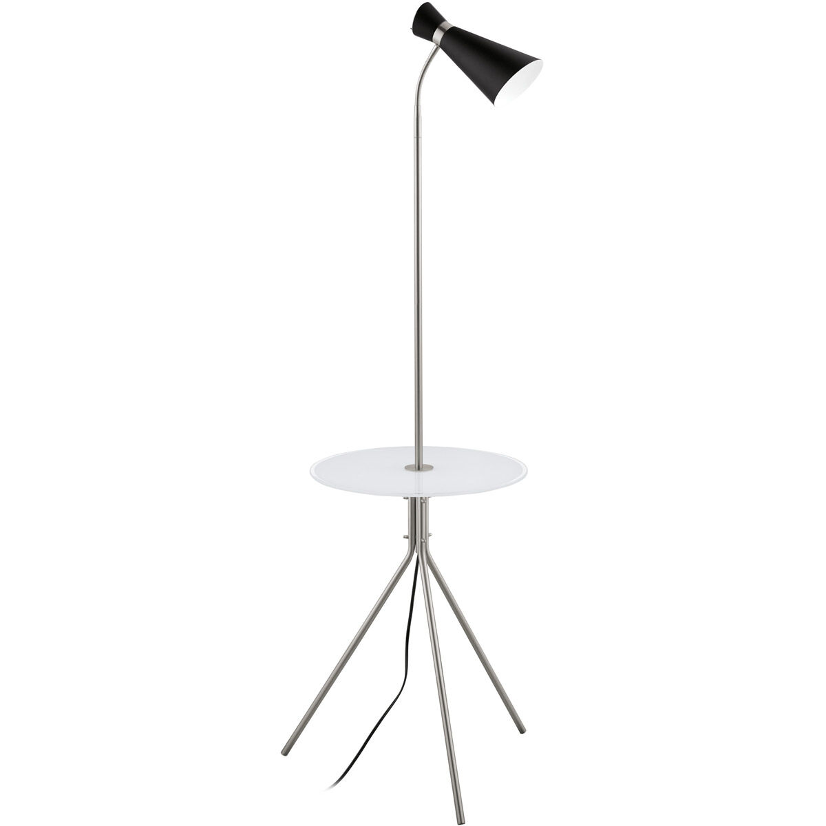 Policara 62.8 inch 60 watt Matte Nickel and Black with Clear Floor Lamp Portable Light