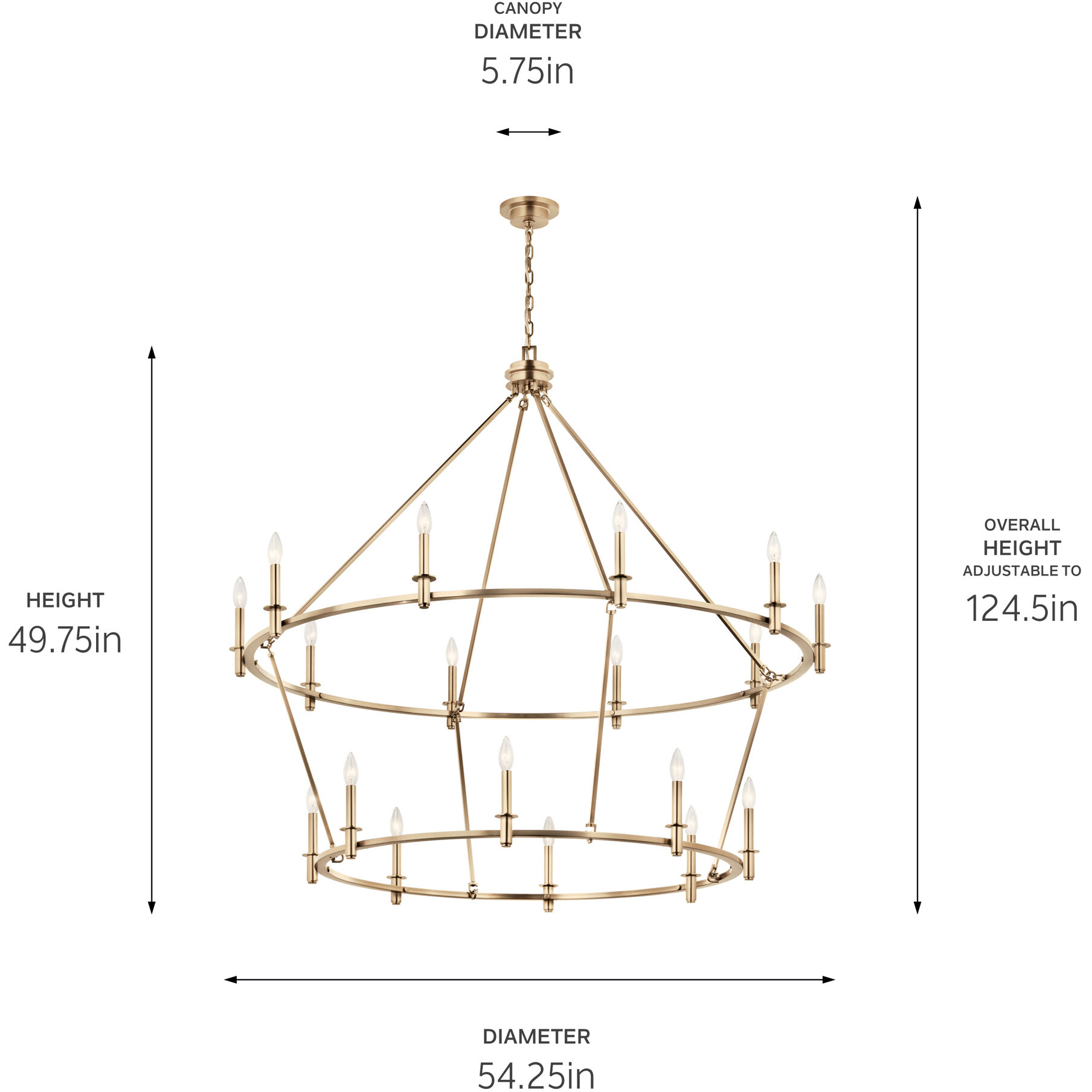 Carrick 18 Light Champagne Bronze Chandelier Ceiling Light, 2 Tier Large