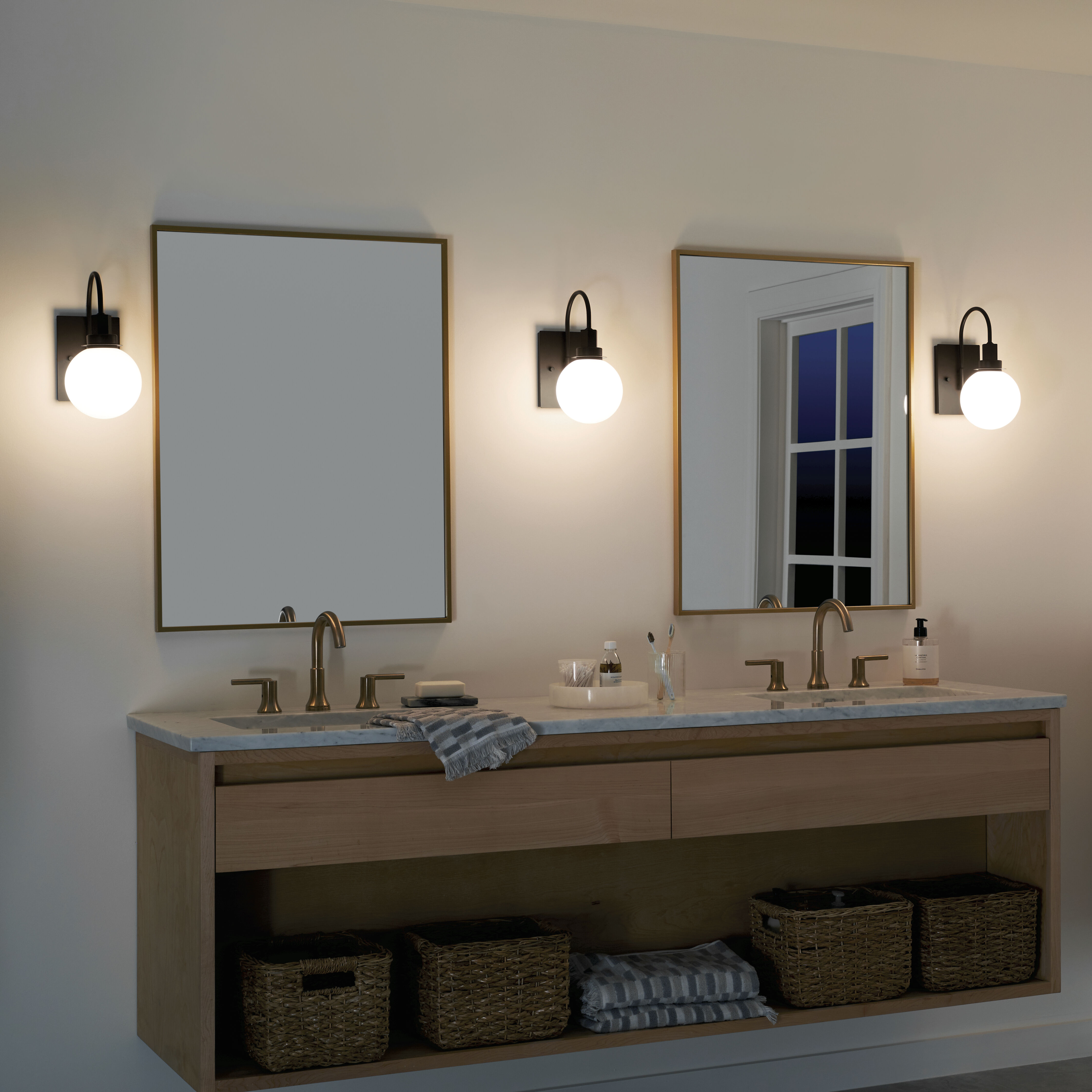 Black wall online sconce bathroom