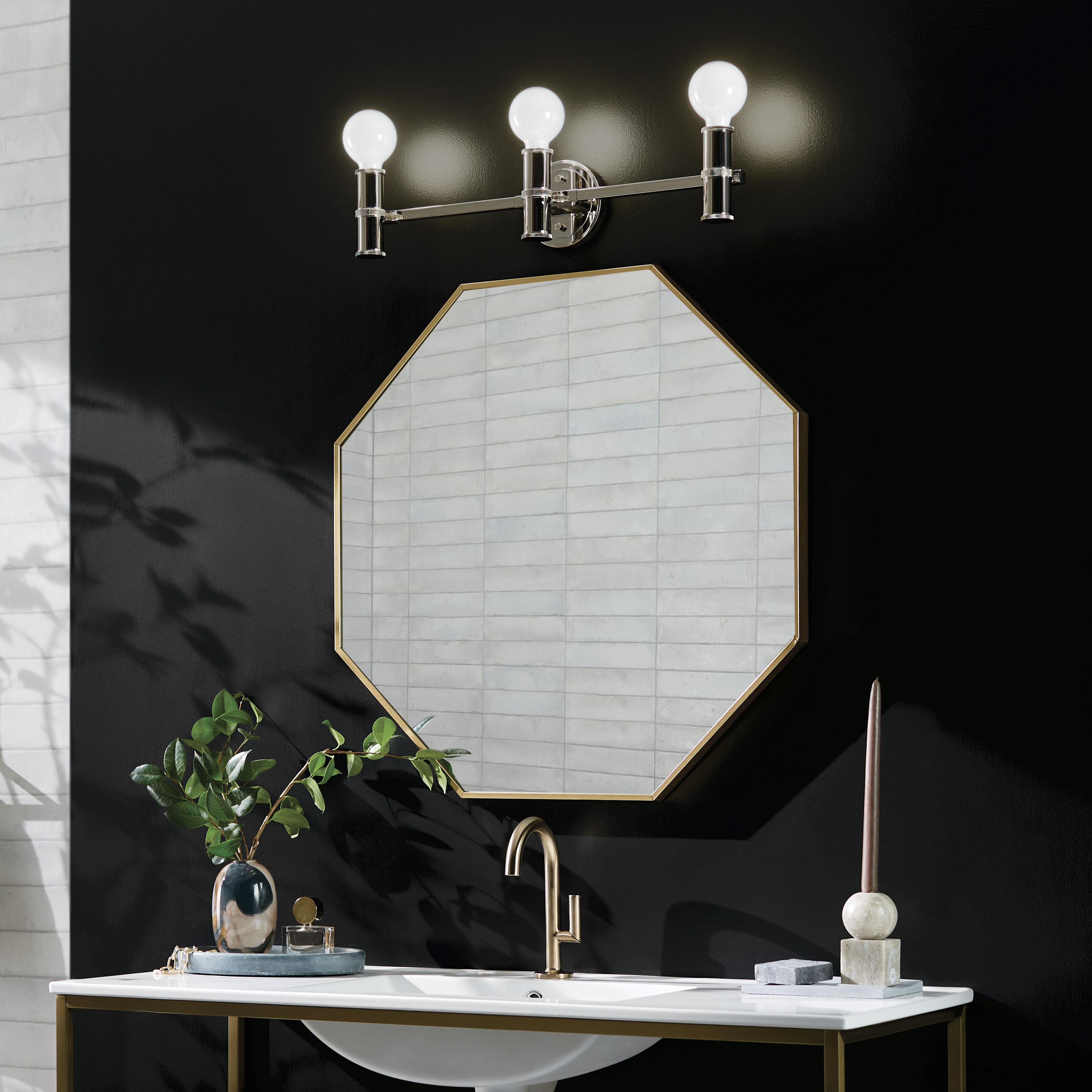 Polished nickel vanity light hot sale