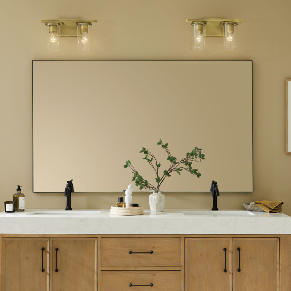 Crosby 2 Light 15.25 inch Natural Brass Bath Light Wall Light