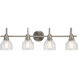 Avery 4 Light 33 inch Brushed Nickel Wall Mt Bath 4 Arm Wall Light