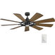 Gentry 65 inch Distressed Black with Walnut Blades Ceiling Fan in Walnut/Walnut Shadowed