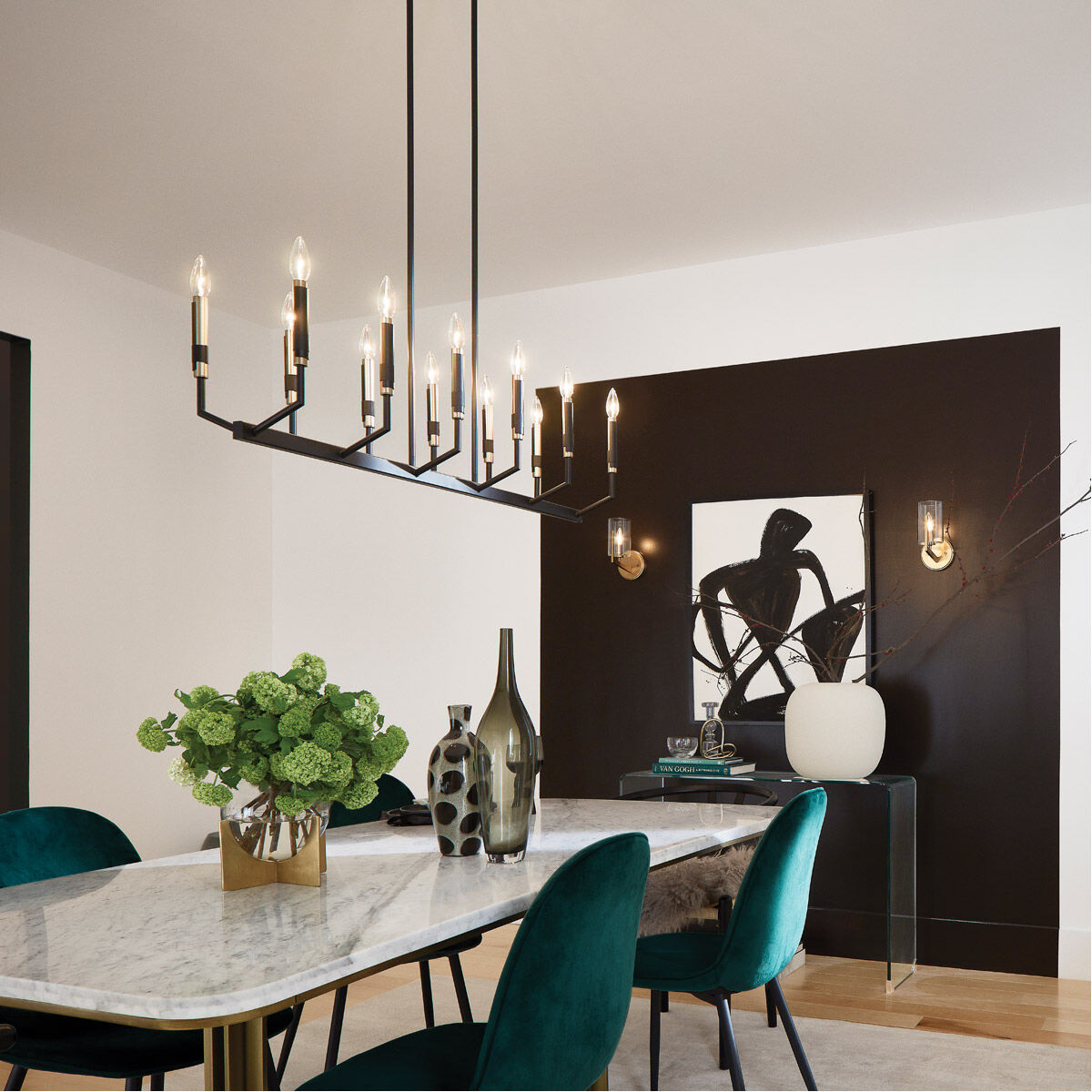 Armand 12 Light 9.5 inch Black Chandelier Linear Ceiling Light