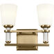 Rosalind 2 Light 14.25 inch Brushed Natural Brass Bath Vanity Light Wall Light