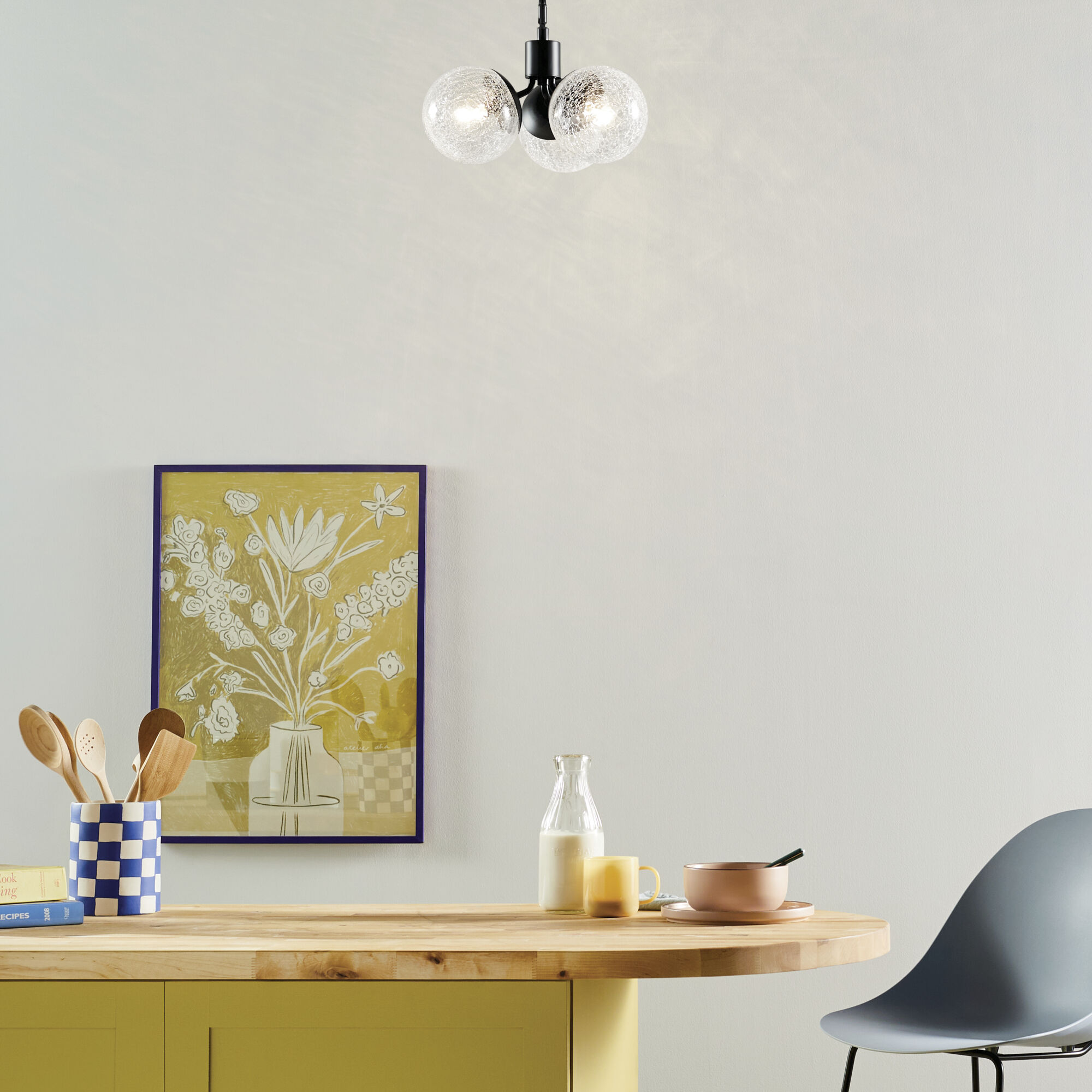 Silvarious 3 Light Black Chandelier/Semi Flush Ceiling Light