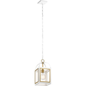 Vath 1 Light 8 inch White Indoor Lantern Pendants Ceiling Light in White and Natural Brass