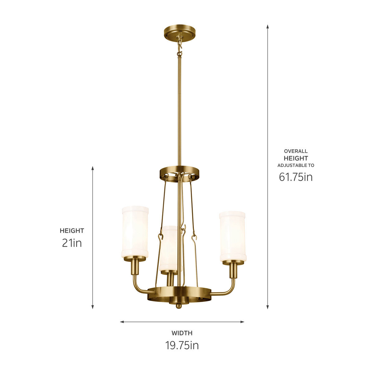 Homestead Vetivene 3 Light 20 inch Natural Brass Mini Chandelier Ceiling Light, Vetivene
