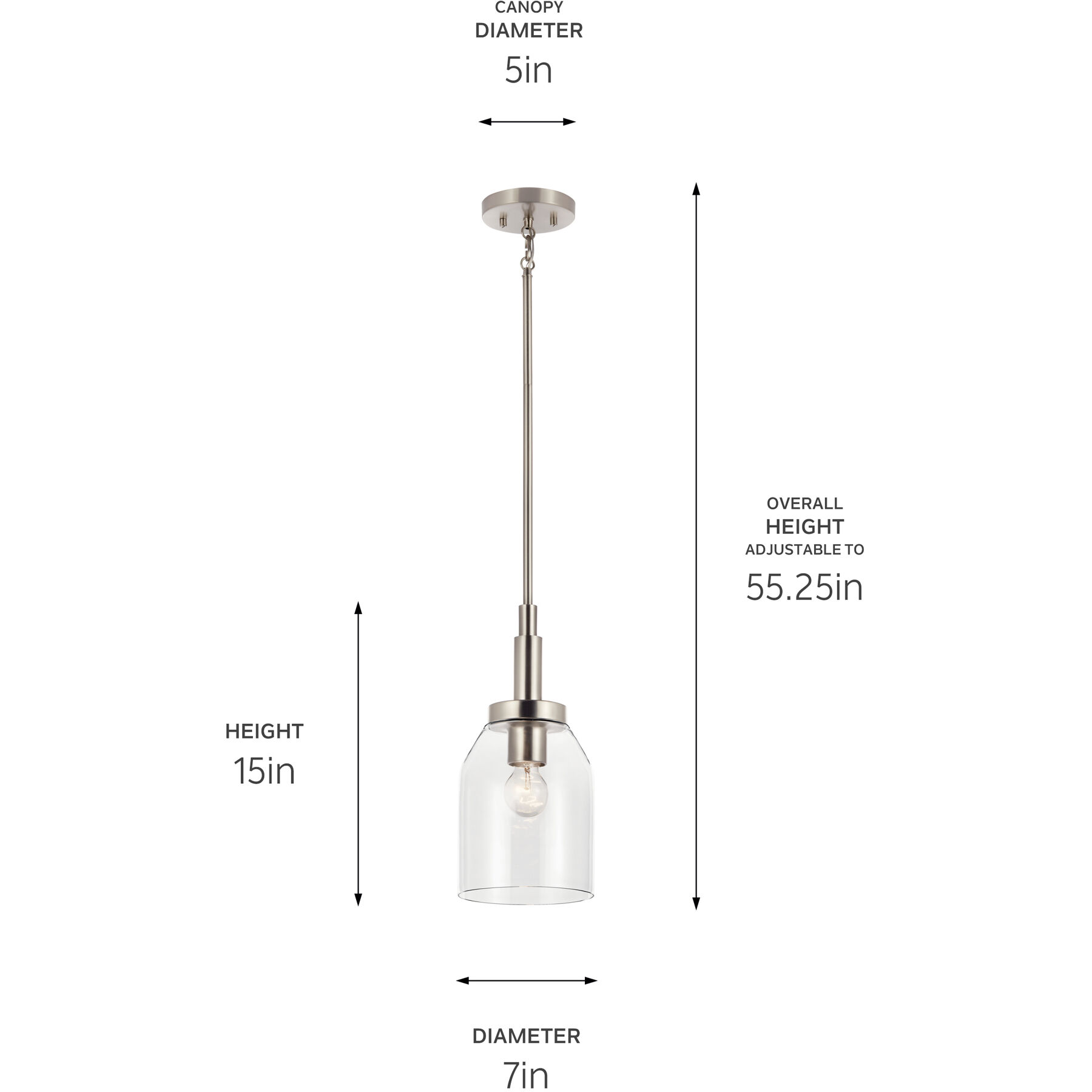 Madden 1 Light Brushed Nickel Mini Pendant Ceiling Light