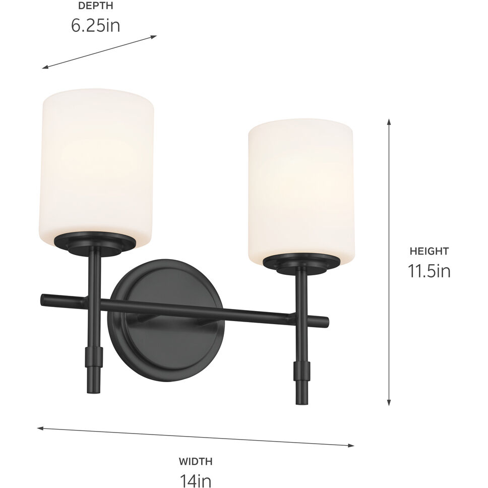 Ali 2 Light 14 inch Black Bath Vanity Light Wall Light