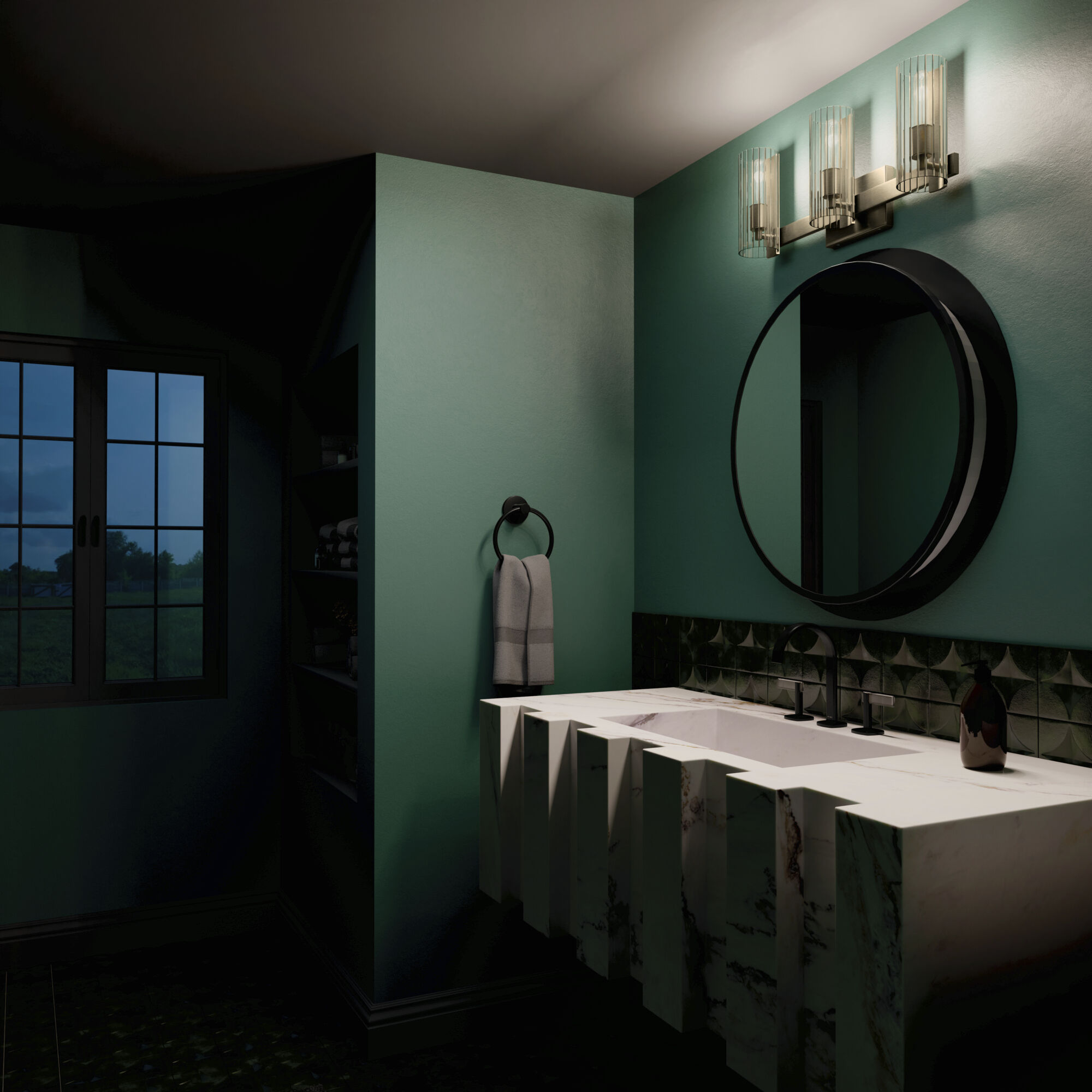 Jemsa 3 Light 22.75 inch Champagne Bronze Bath Bracket Wall Light, 3 Arm