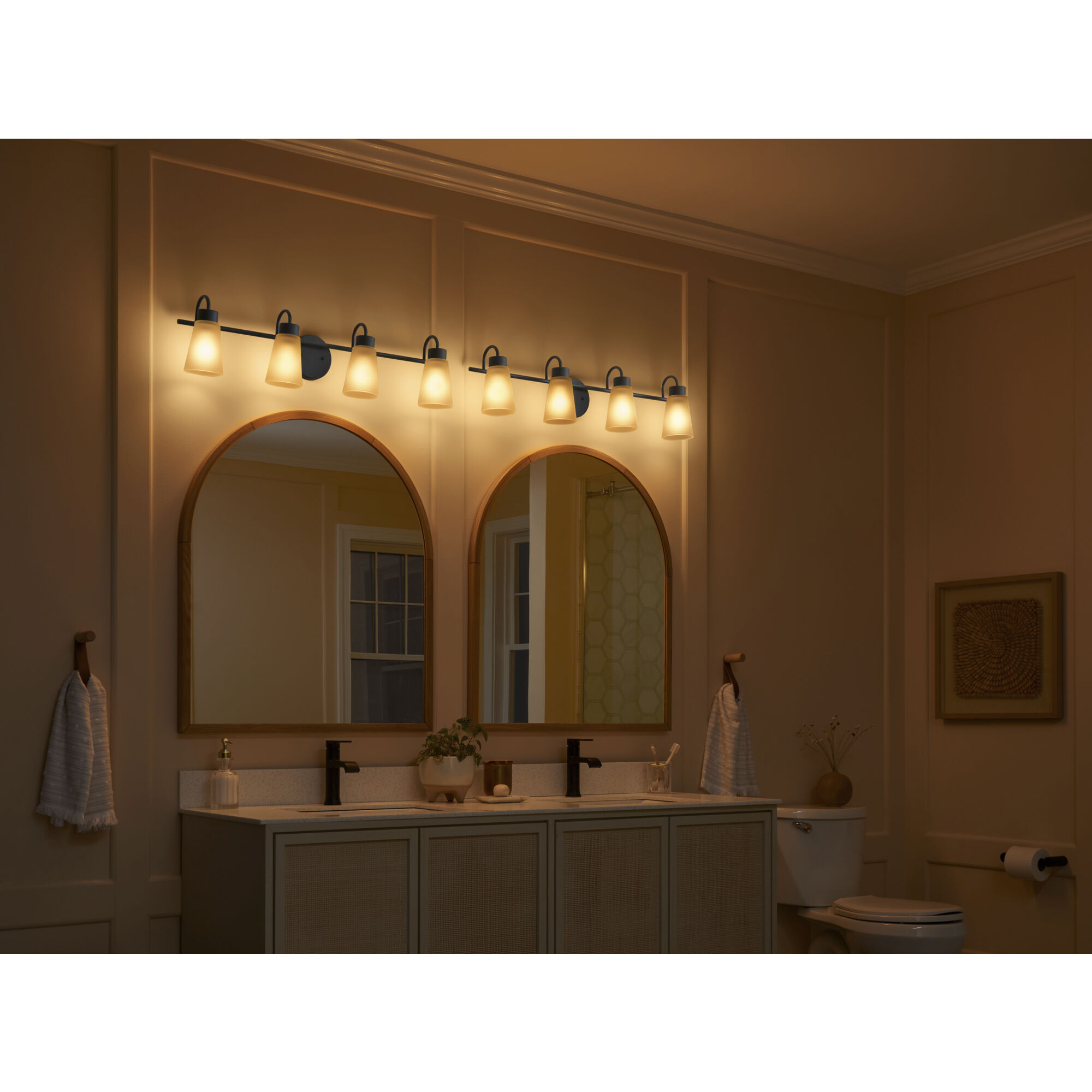 Erma 4 Light 32.5 inch Black Bath Vanity Light Wall Light, 4 Arm