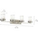Hendrik 4 Light 34 inch Brushed Nickel Wall Mt Bath 4 Arm Wall Light in Satin Etched Cased Opal