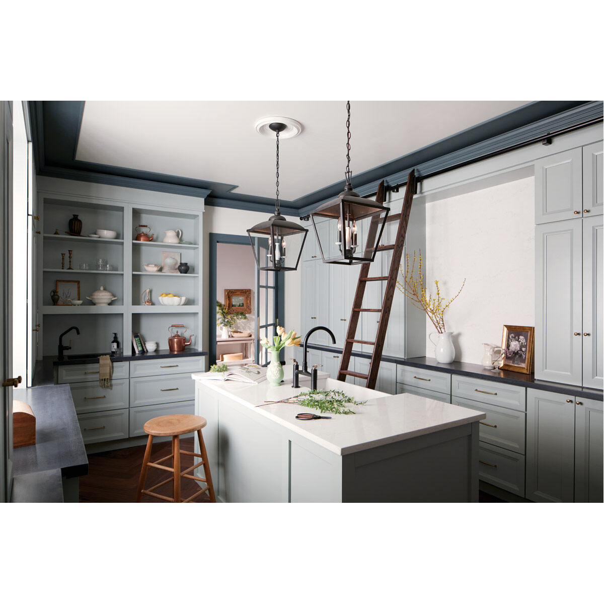 Homestead Dame 3 Light 13 inch Anvil Iron Pendant Ceiling Light, Dame