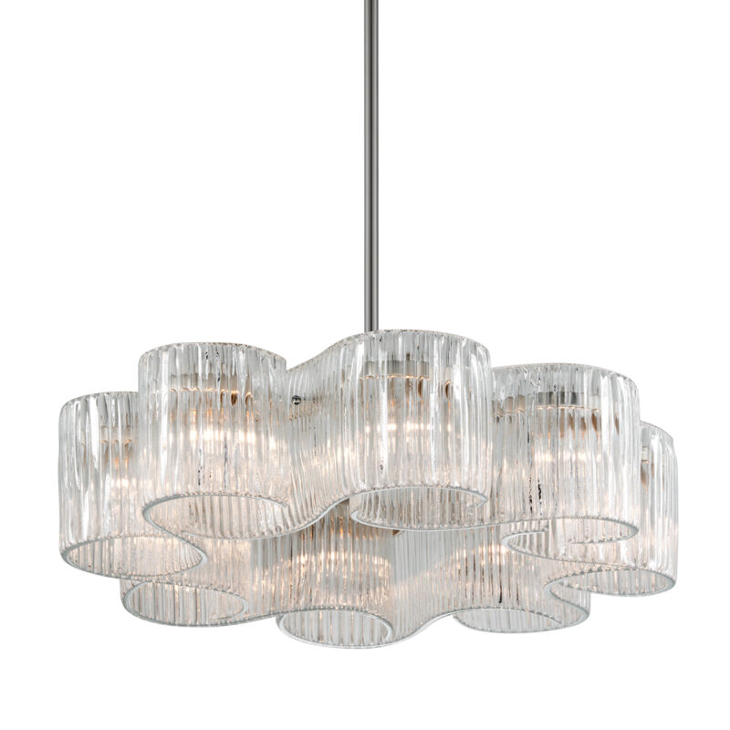 Circo 8 Light 32 inch Satin Silver Leaf Pendant Ceiling Light