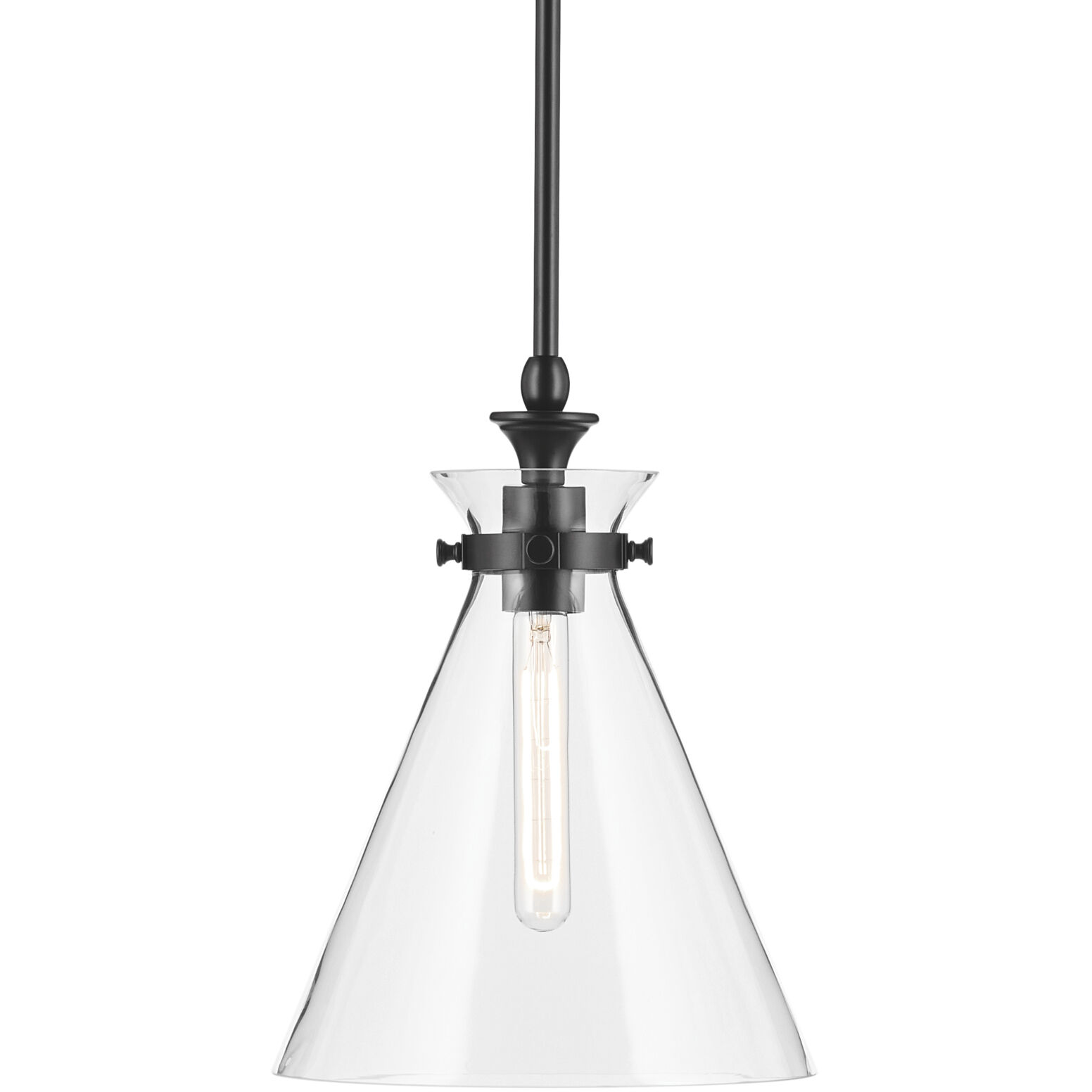 Laria 1 Light Black Pendant Ceiling Light in Clear