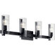 Jemsa 4 Light 32 inch Black Bath Bracket Wall Light, 4 Arm