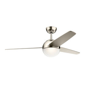 Bisc 56 inch Polished Nickel with Silver Blades Ceiling Fan in Etched Cased Opal