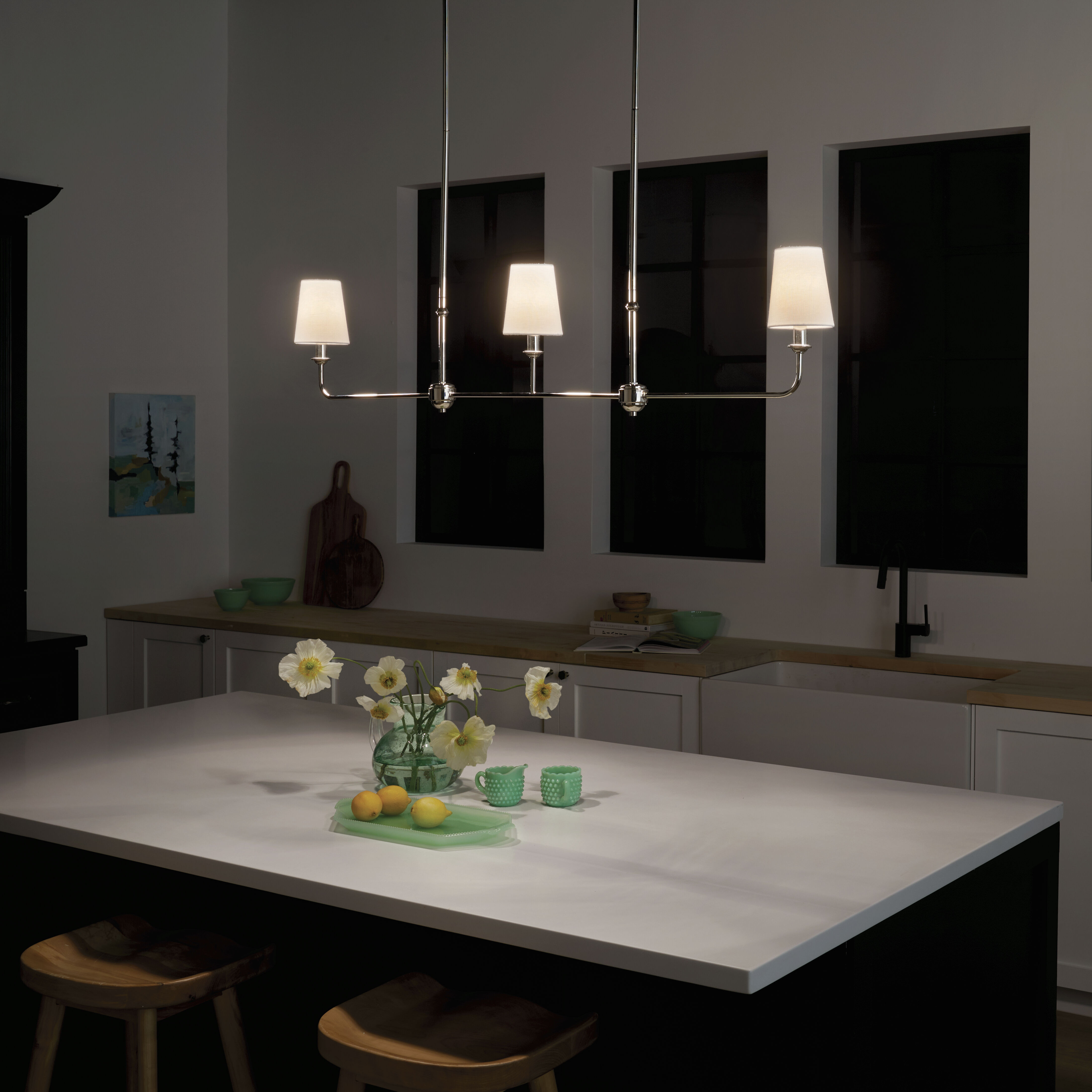 Pallas 3 Light 4.5 inch Polished Nickel Chandelier Linear Ceiling Light