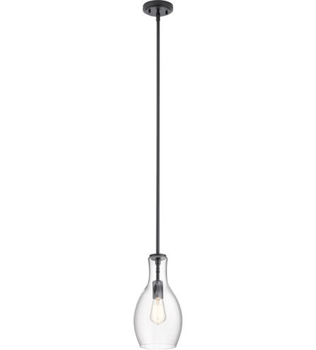 Everly 1 Light 7 inch Black Pendant Ceiling Light in Clear