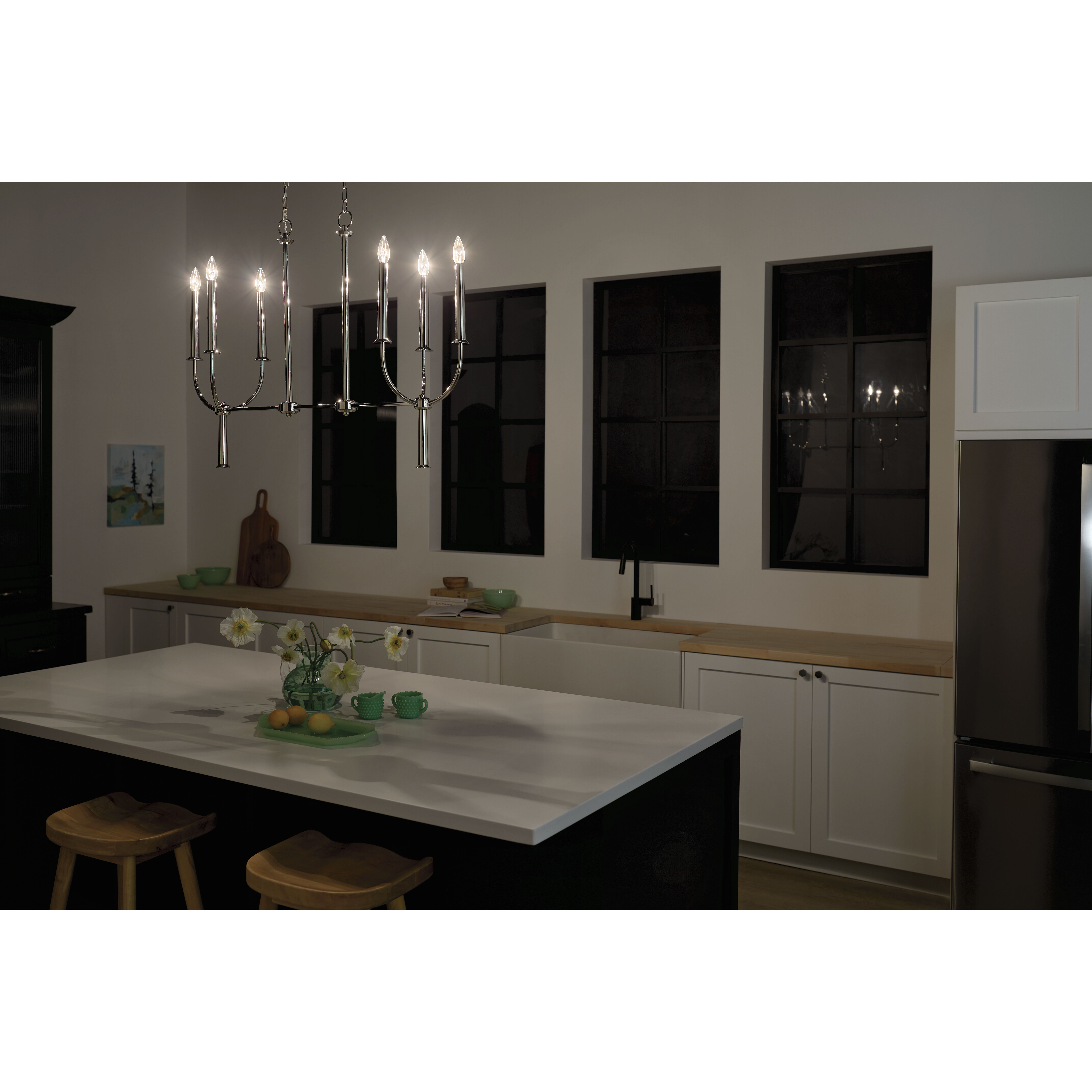 Florence 6 Light 10 inch Polished Nickel Chandelier Linear Ceiling Light