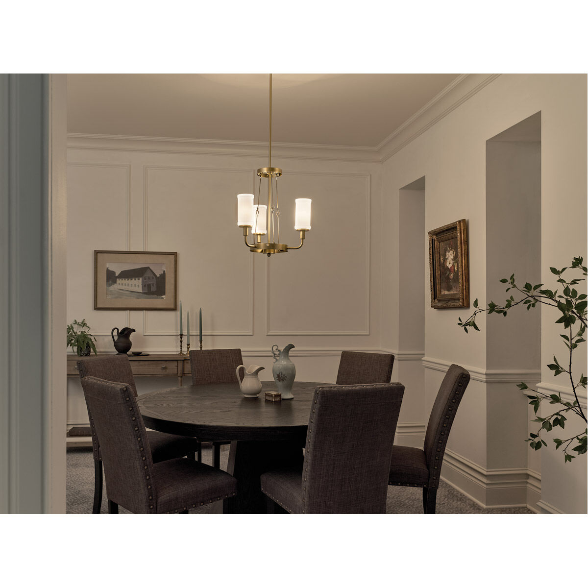 Homestead Vetivene 3 Light 20 inch Natural Brass Mini Chandelier Ceiling Light, Vetivene