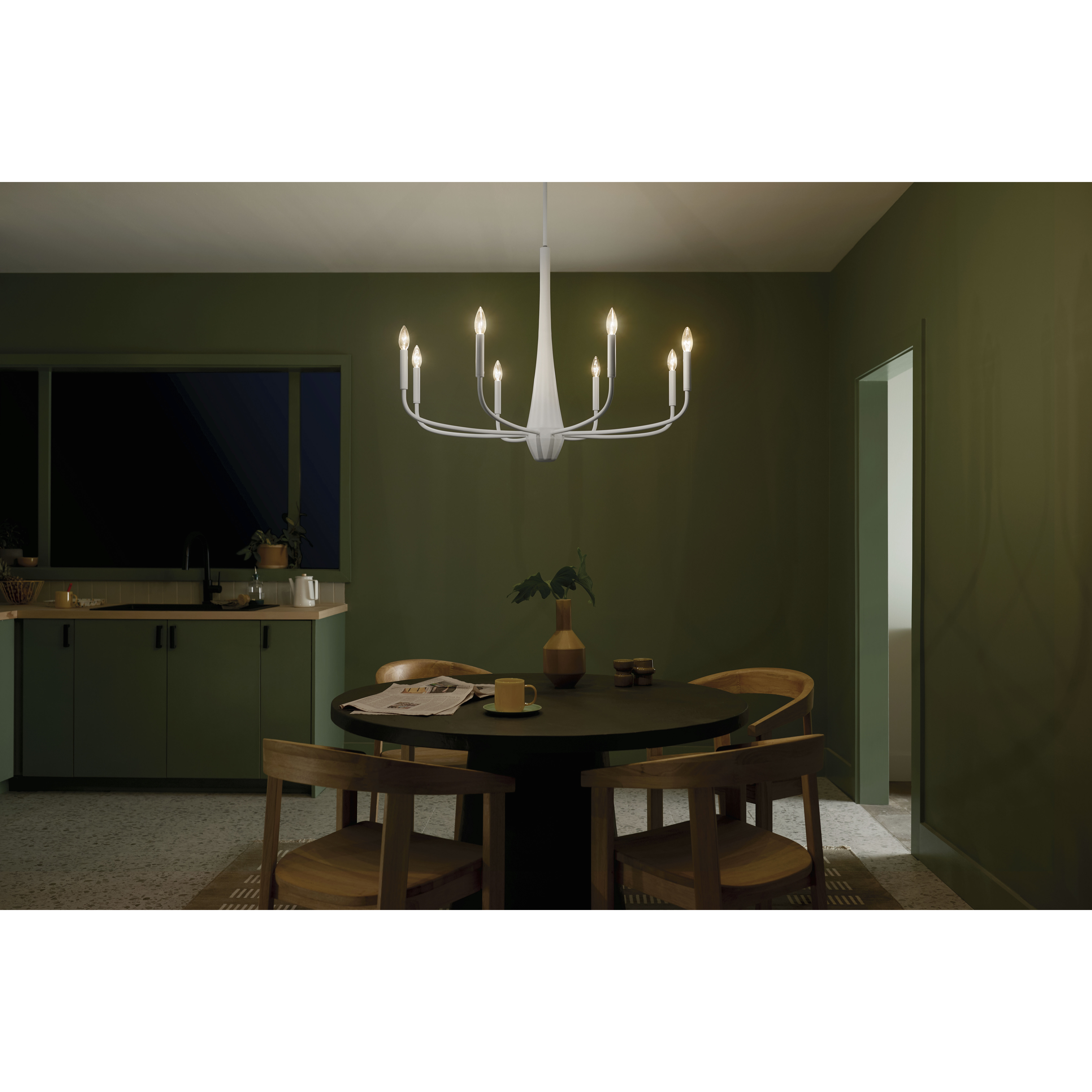 Deela LED 36 inch White Chandelier Ceiling Light