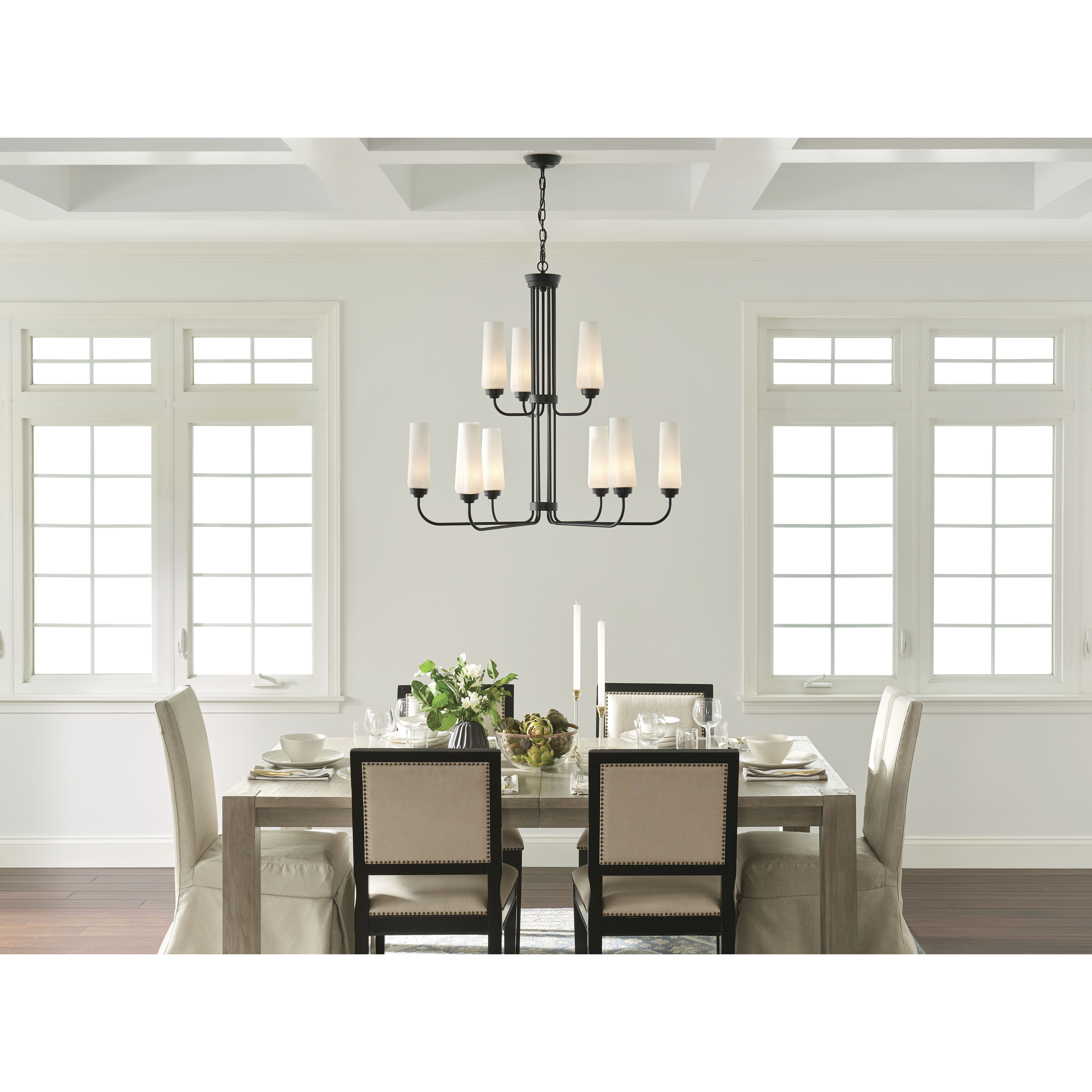 Truby 9 Light 34 inch Black Chandelier Ceiling Light, Large