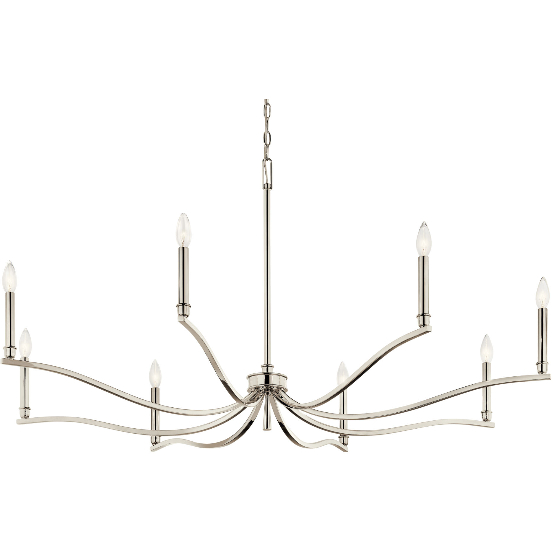 Malene 8 Light Polished Nickel Chandelier Ceiling Light, 1 Tier Large