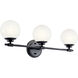Benno 3 Light 24.5 inch Black Bath Bracket Wall Light, 3 Arm